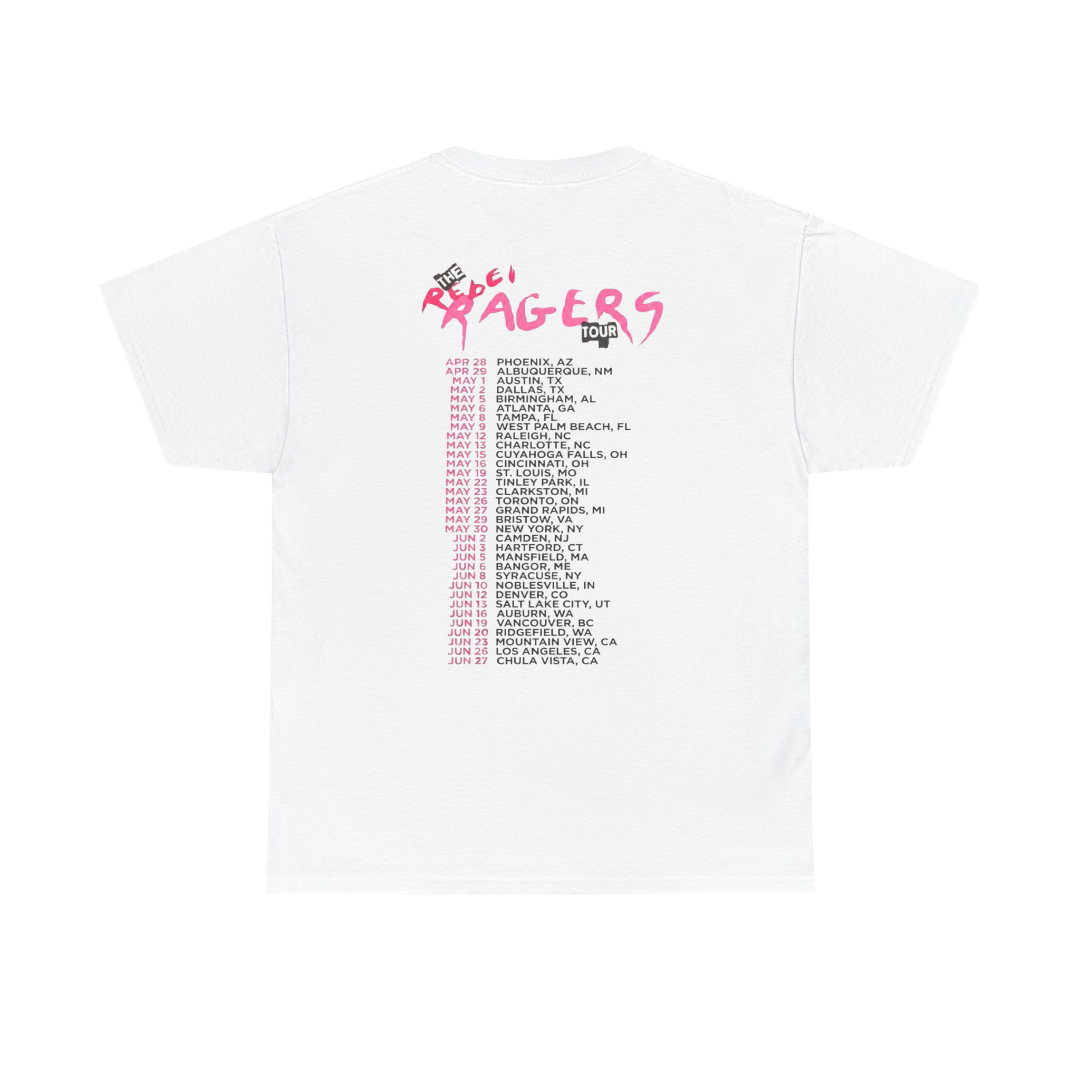 KiD CuDi Tour Merch - Rebel Ragers Bat Graphic White Tee