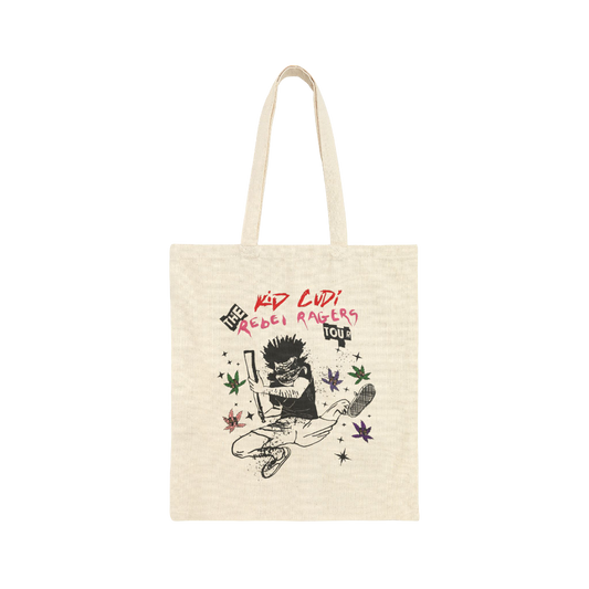 KiD CuDi Tour Merch - Rebel Ragers Cream Tote